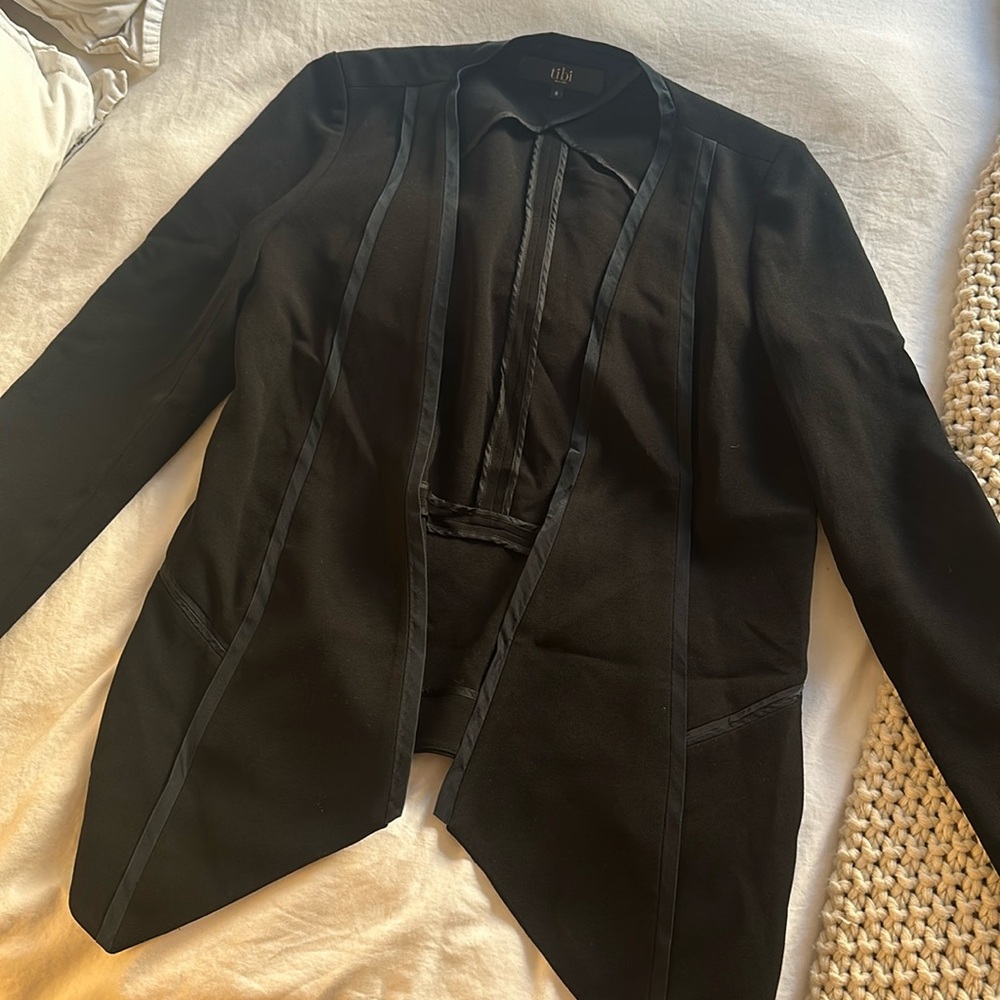 Vintage Tibi Asymmetrical Blazer/Suit Jacket - Black - Ribbon Hem
